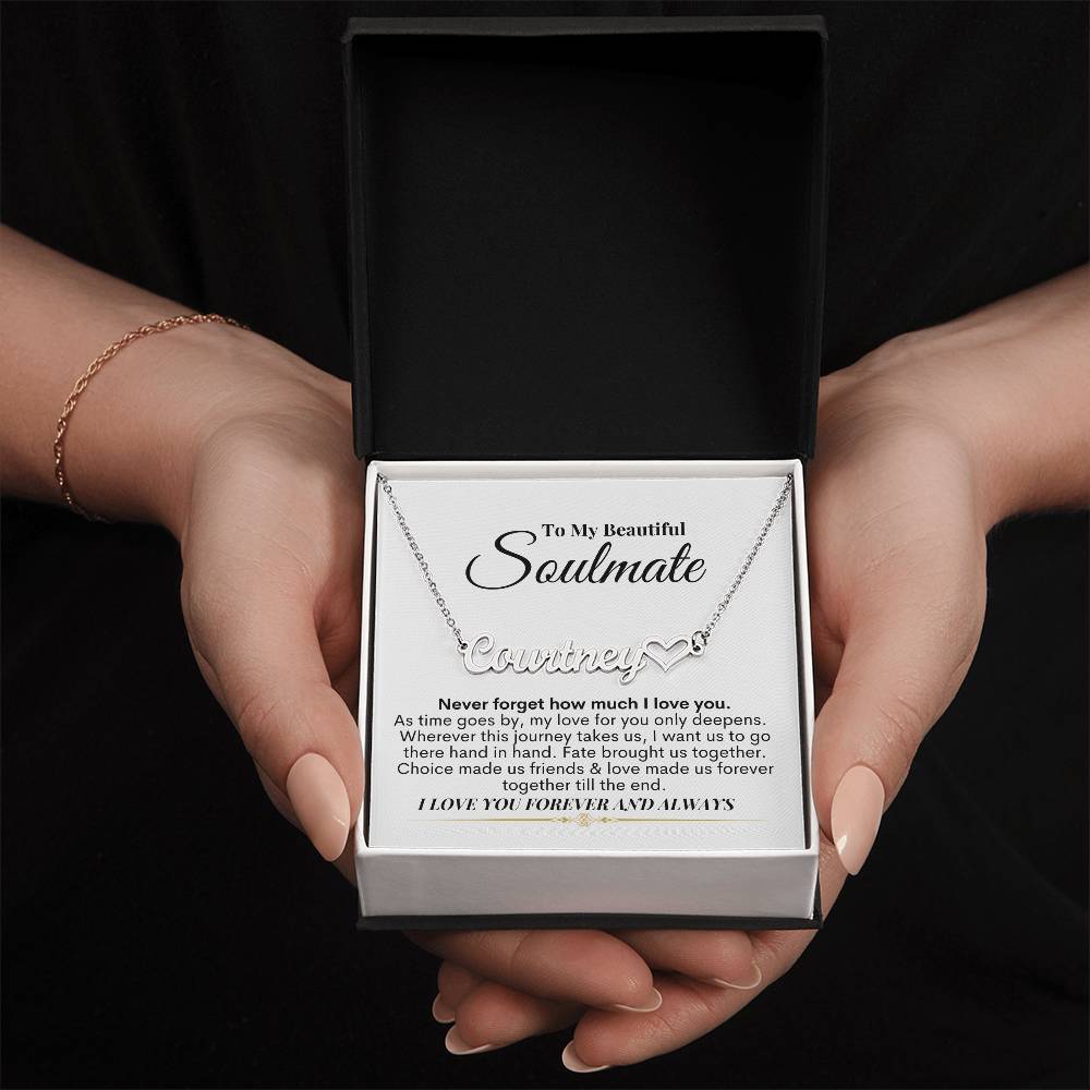 To My Soulmate - I Love You - Name Necklace + Heart Character