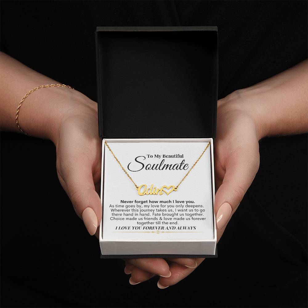 To My Soulmate - I Love You - Name Necklace + Heart Character