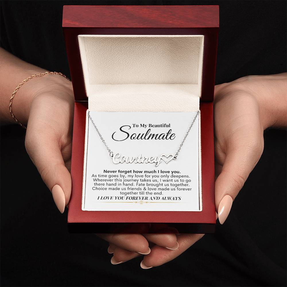 To My Soulmate - I Love You - Name Necklace + Heart Character