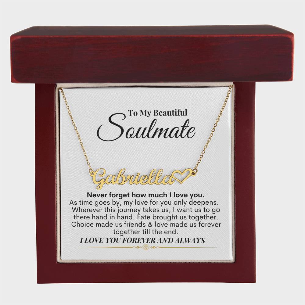 To My Soulmate - I Love You - Name Necklace + Heart Character