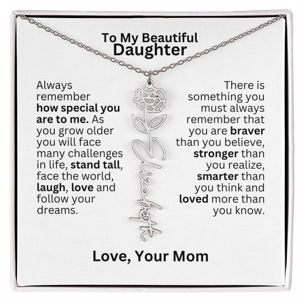 To My Daughter From Mom - Follow Your Dreams - Flower Name Necklace