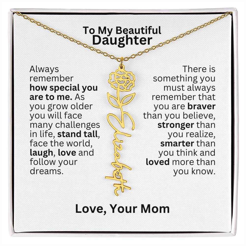 To My Daughter From Mom - Follow Your Dreams - Flower Name Necklace