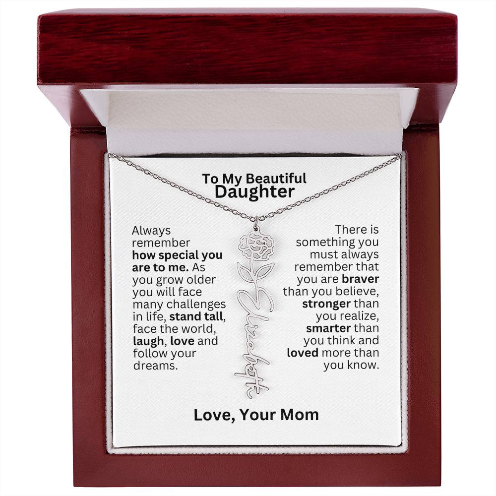 To My Daughter From Mom - Follow Your Dreams - Flower Name Necklace