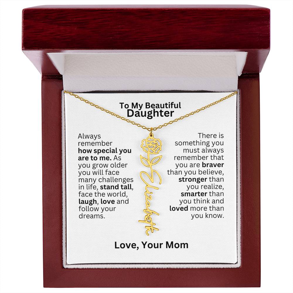 To My Daughter From Mom - Follow Your Dreams - Flower Name Necklace