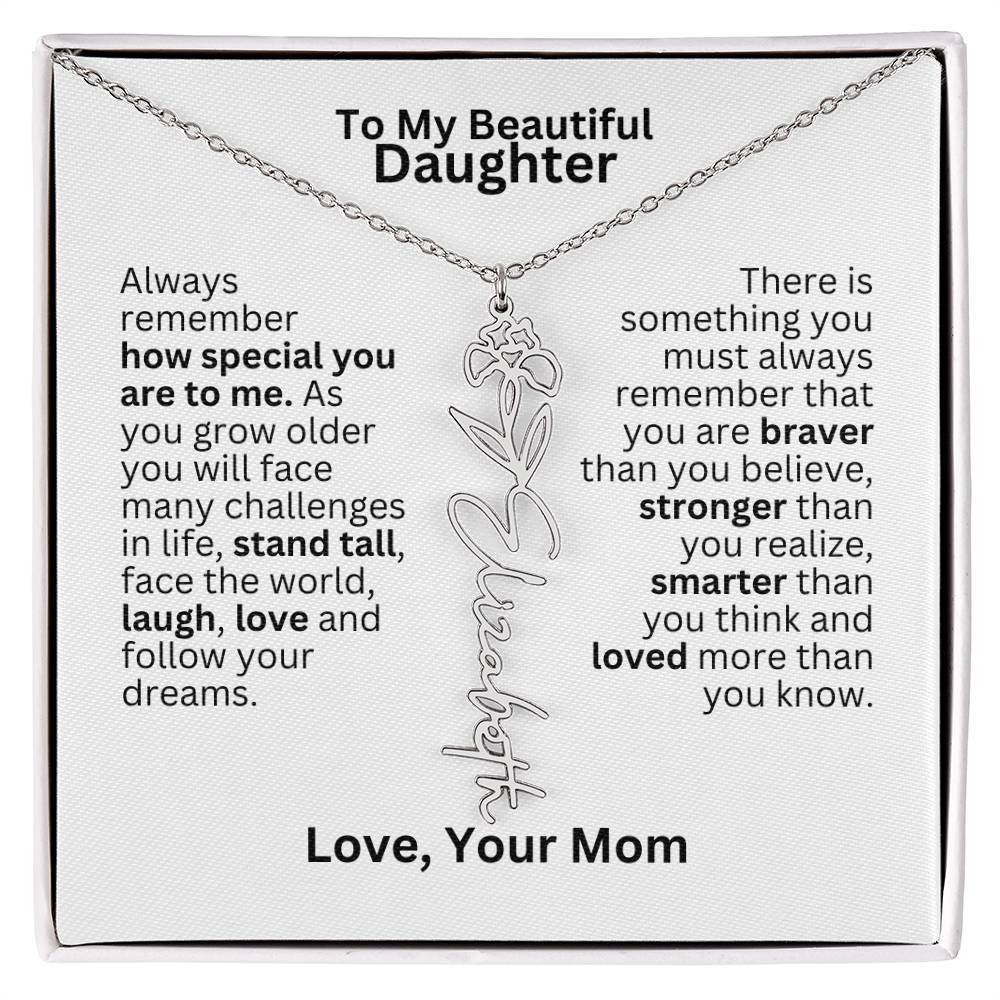 To My Daughter From Mom - Follow Your Dreams - Flower Name Necklace