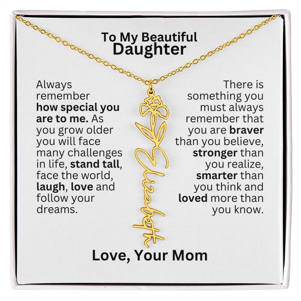 To My Daughter From Mom - Follow Your Dreams - Flower Name Necklace