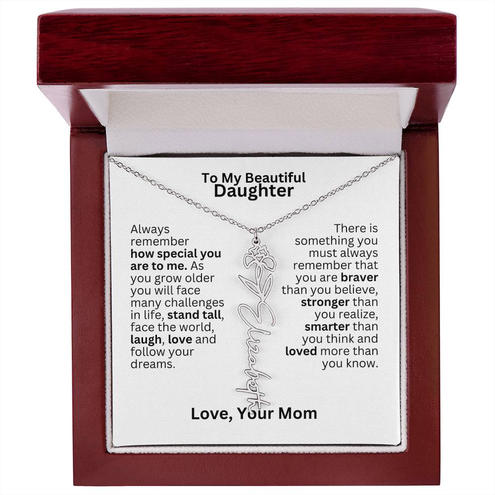 To My Daughter From Mom - Follow Your Dreams - Flower Name Necklace