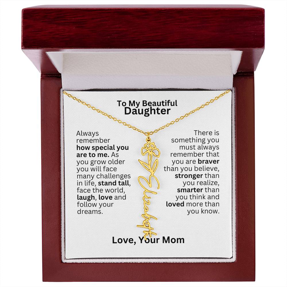 To My Daughter From Mom - Follow Your Dreams - Flower Name Necklace
