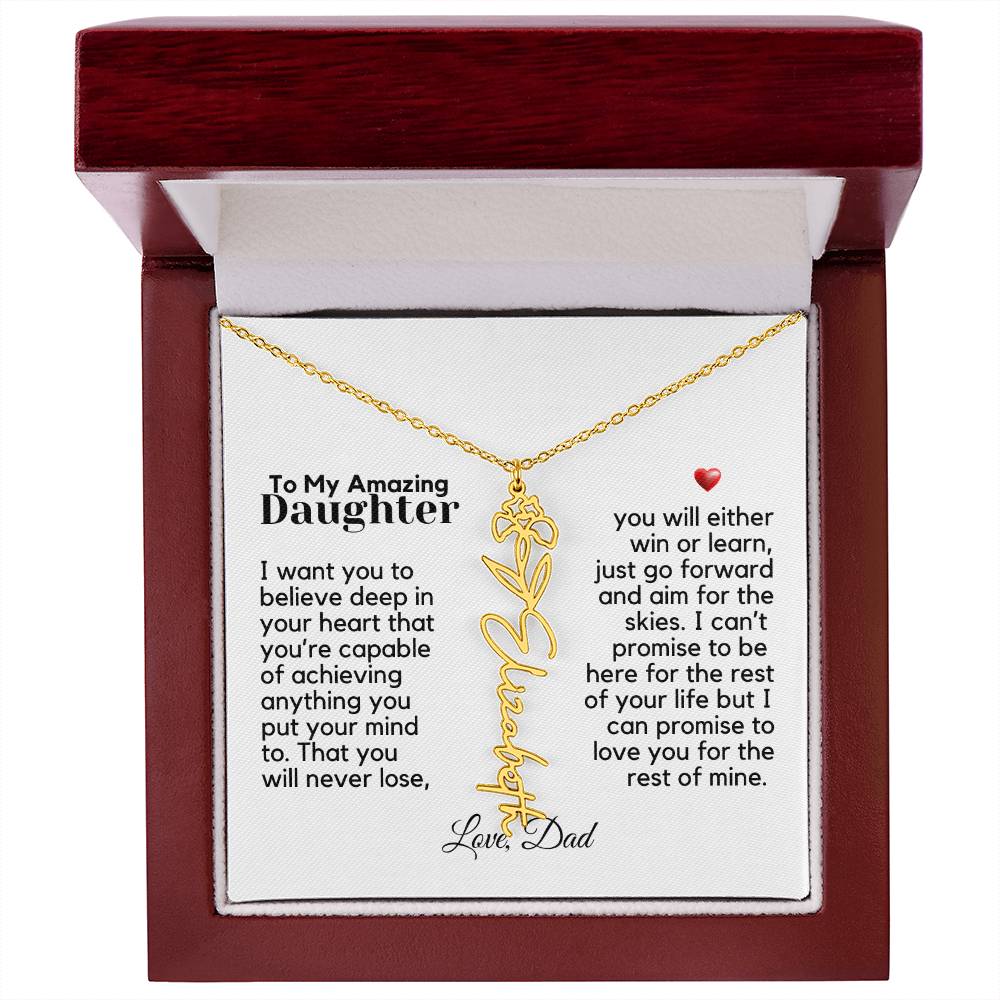 To My Amazing Daughter - Never Forget That - Flower Name Necklace