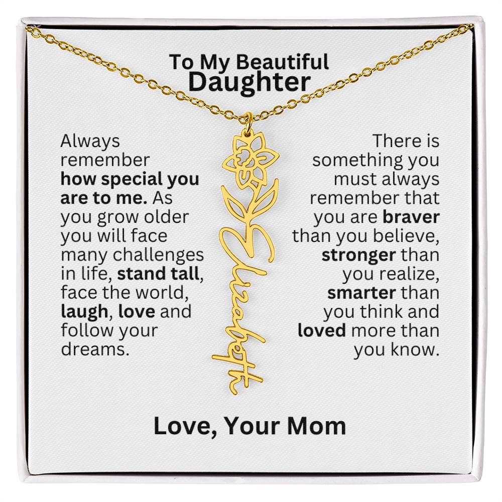 To My Daughter From Mom - Follow Your Dreams - Flower Name Necklace