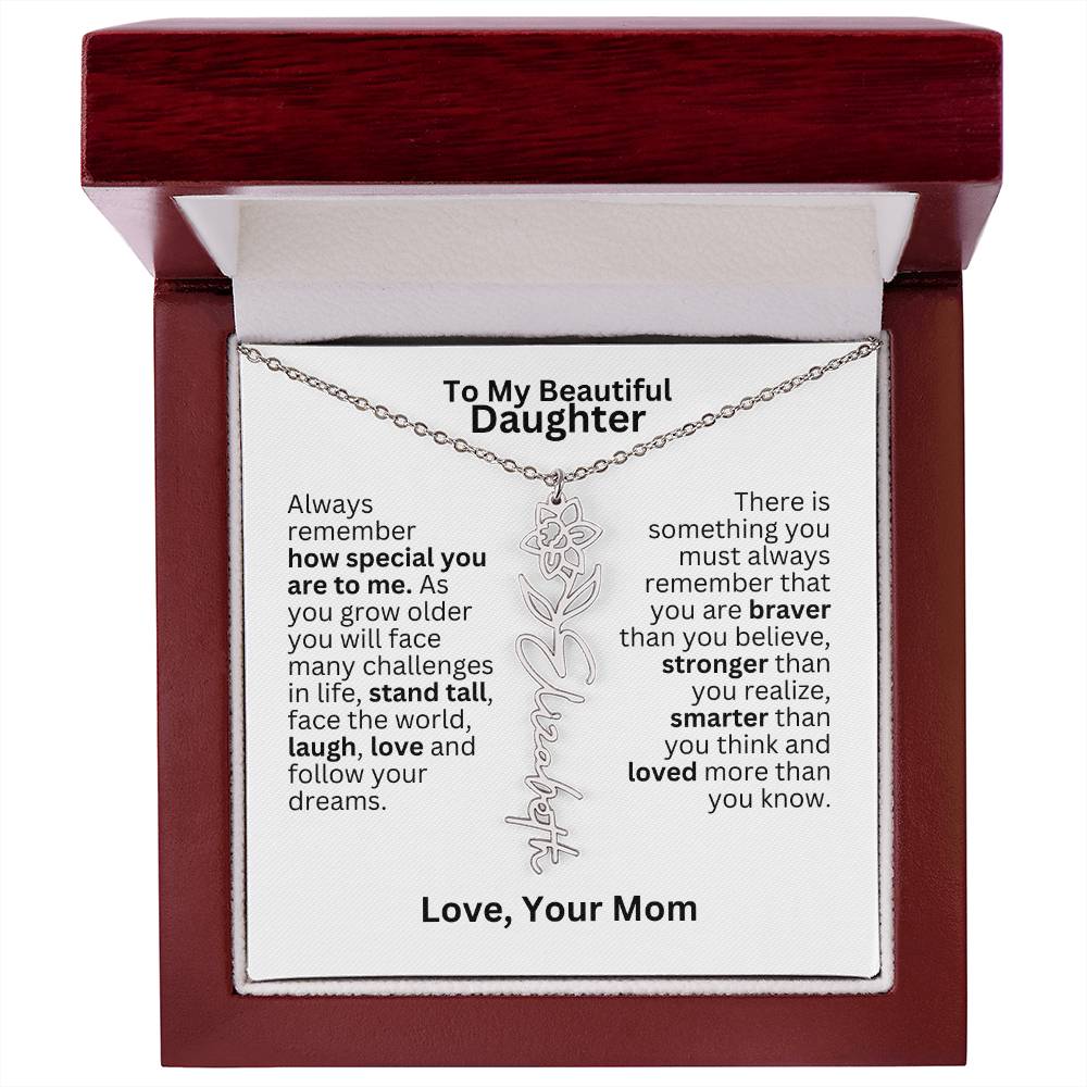 To My Daughter From Mom - Follow Your Dreams - Flower Name Necklace