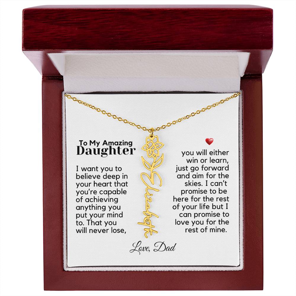To My Amazing Daughter - Never Forget That - Flower Name Necklace