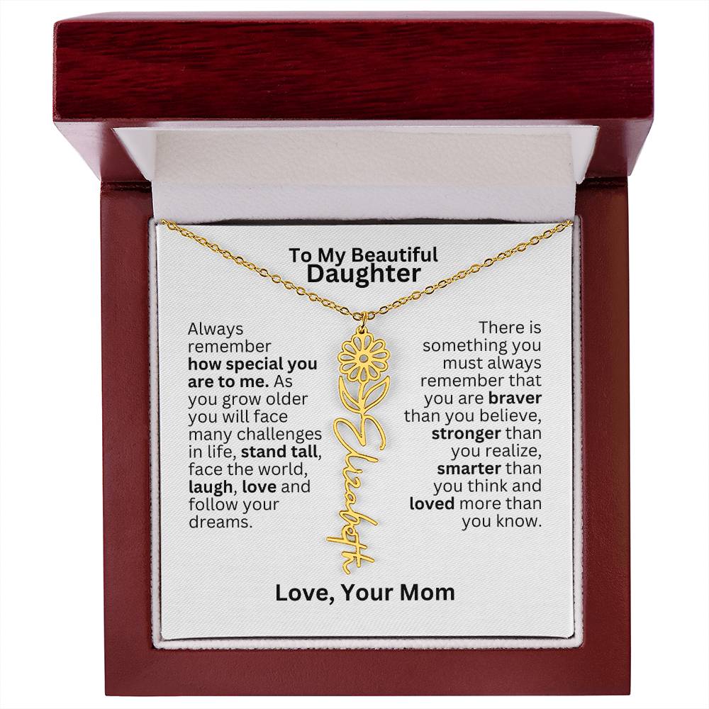 To My Daughter From Mom - Follow Your Dreams - Flower Name Necklace
