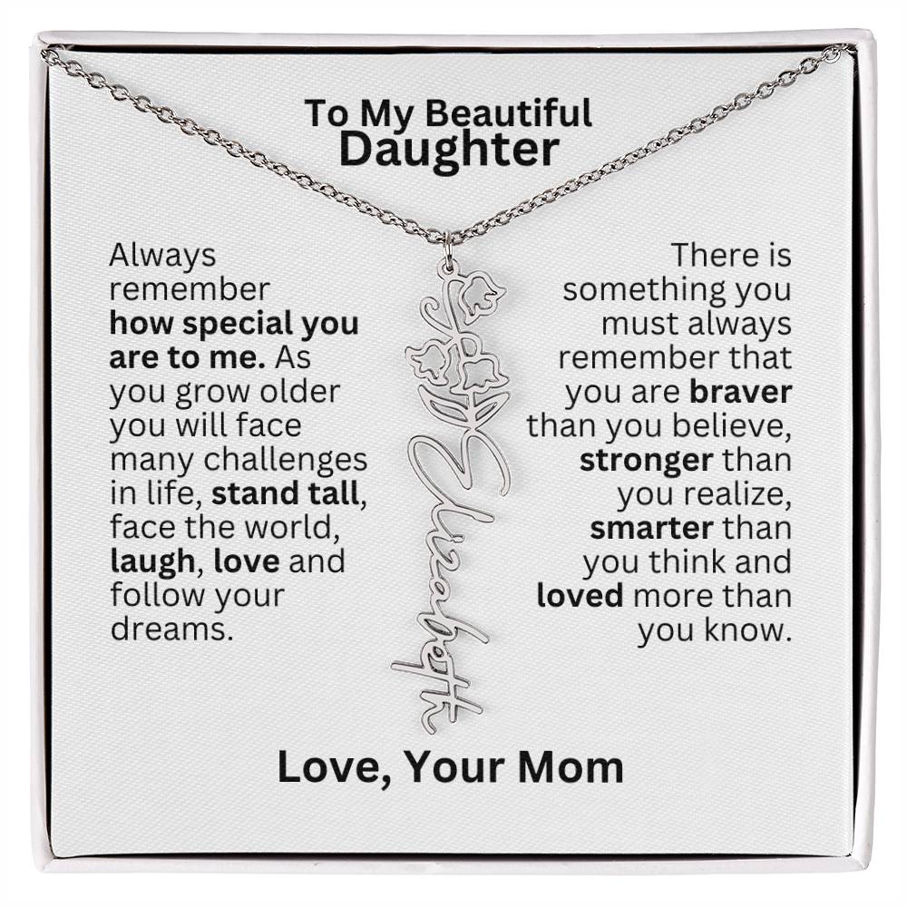 To My Daughter From Mom - Follow Your Dreams - Flower Name Necklace
