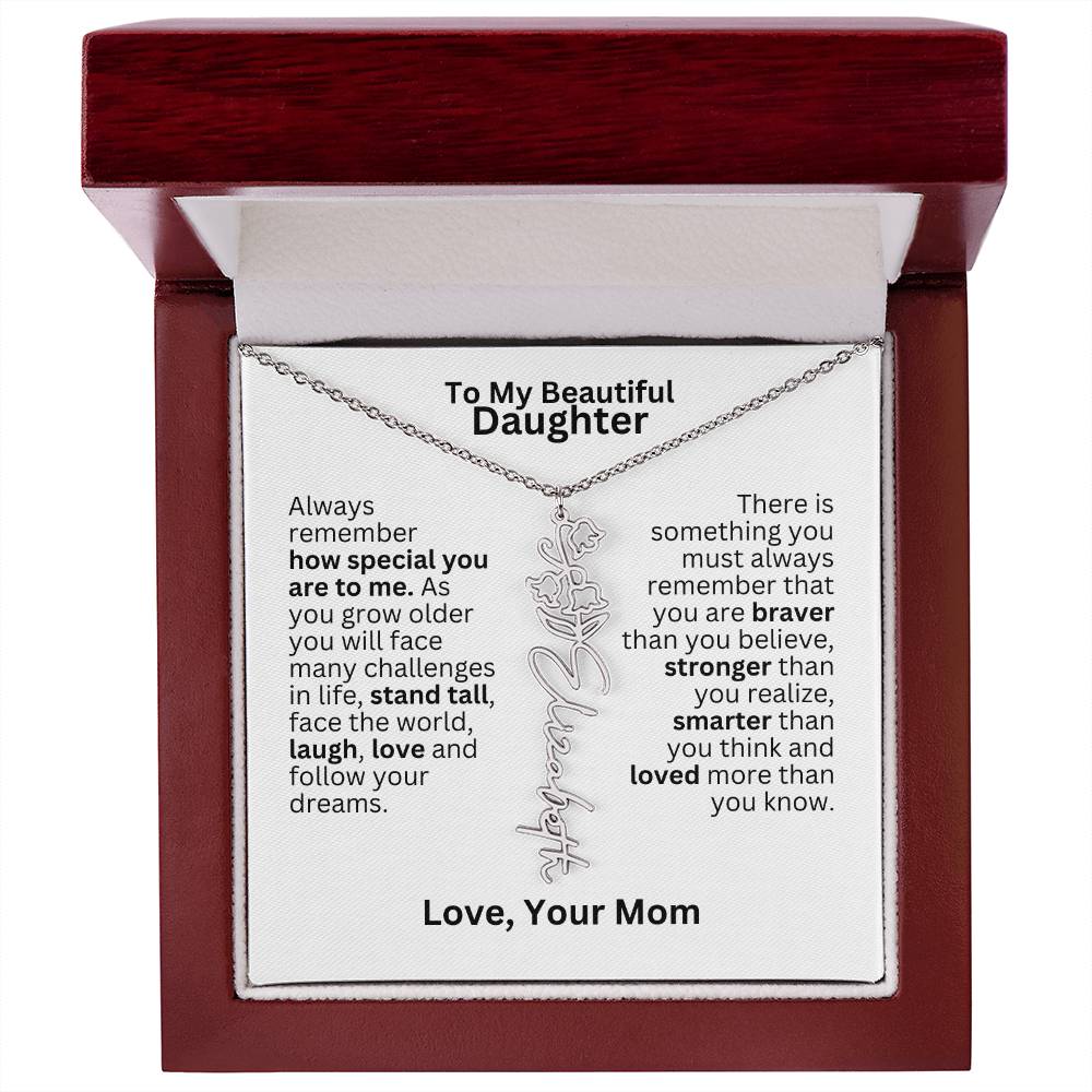 To My Daughter From Mom - Follow Your Dreams - Flower Name Necklace