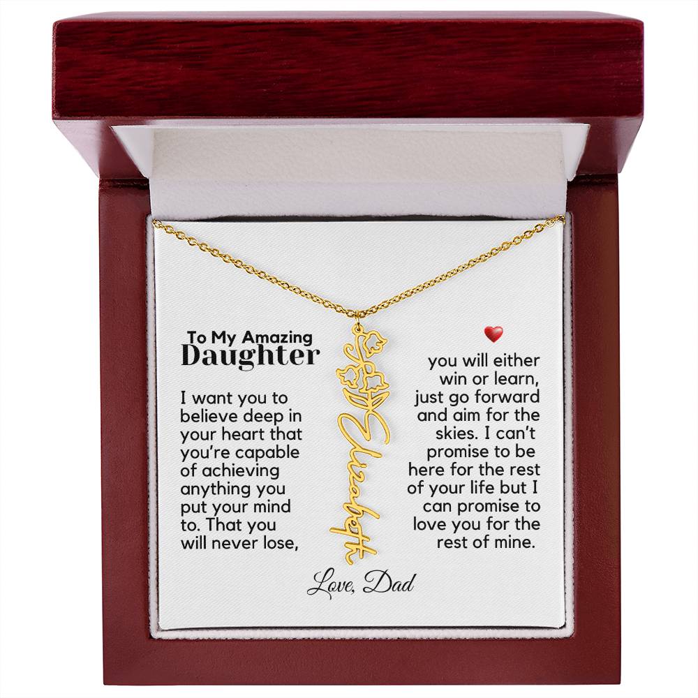 To My Amazing Daughter - Never Forget That - Flower Name Necklace