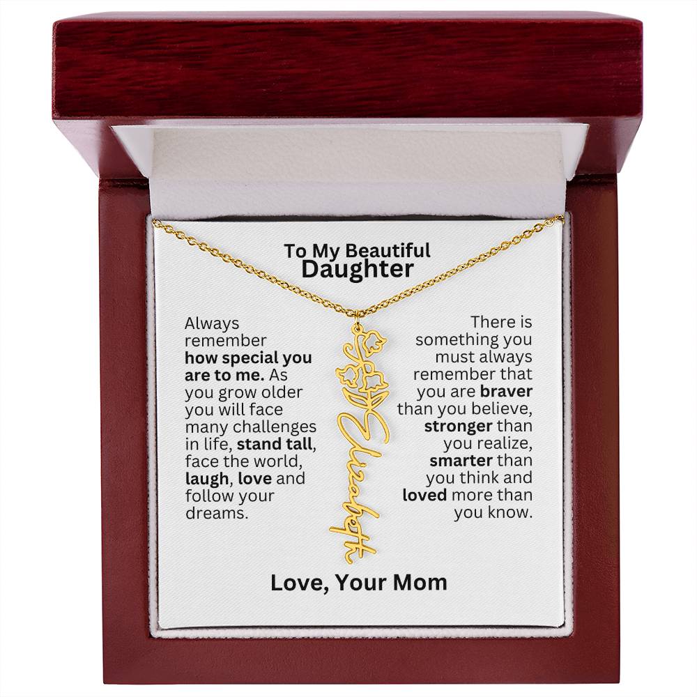 To My Daughter From Mom - Follow Your Dreams - Flower Name Necklace