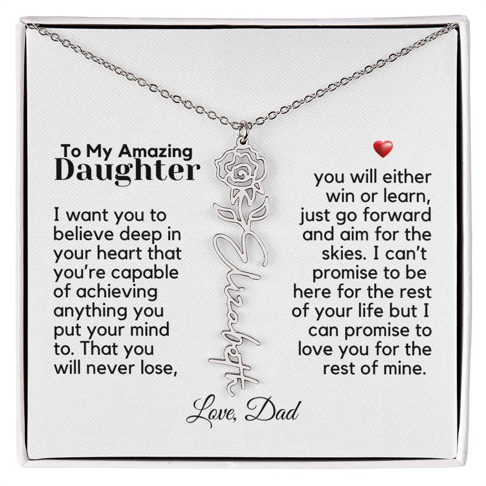 To My Amazing Daughter - Never Forget That - Flower Name Necklace