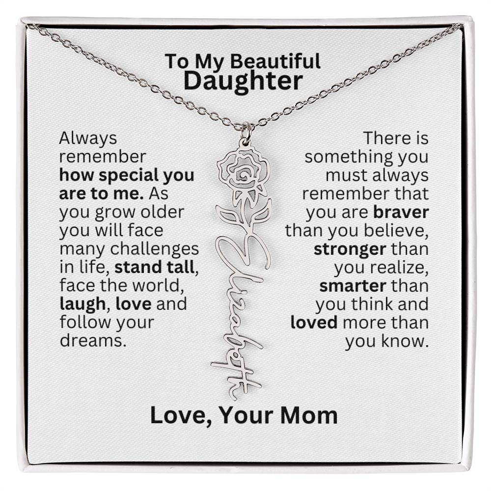 To My Daughter From Mom - Follow Your Dreams - Flower Name Necklace