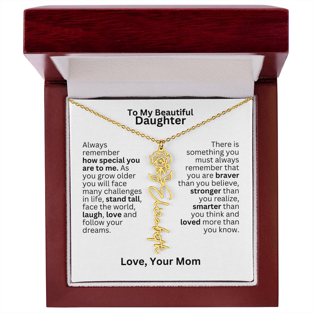 To My Daughter From Mom - Follow Your Dreams - Flower Name Necklace