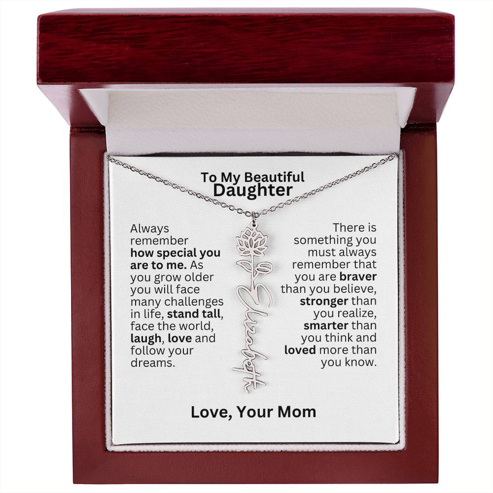 To My Daughter From Mom - Follow Your Dreams - Flower Name Necklace