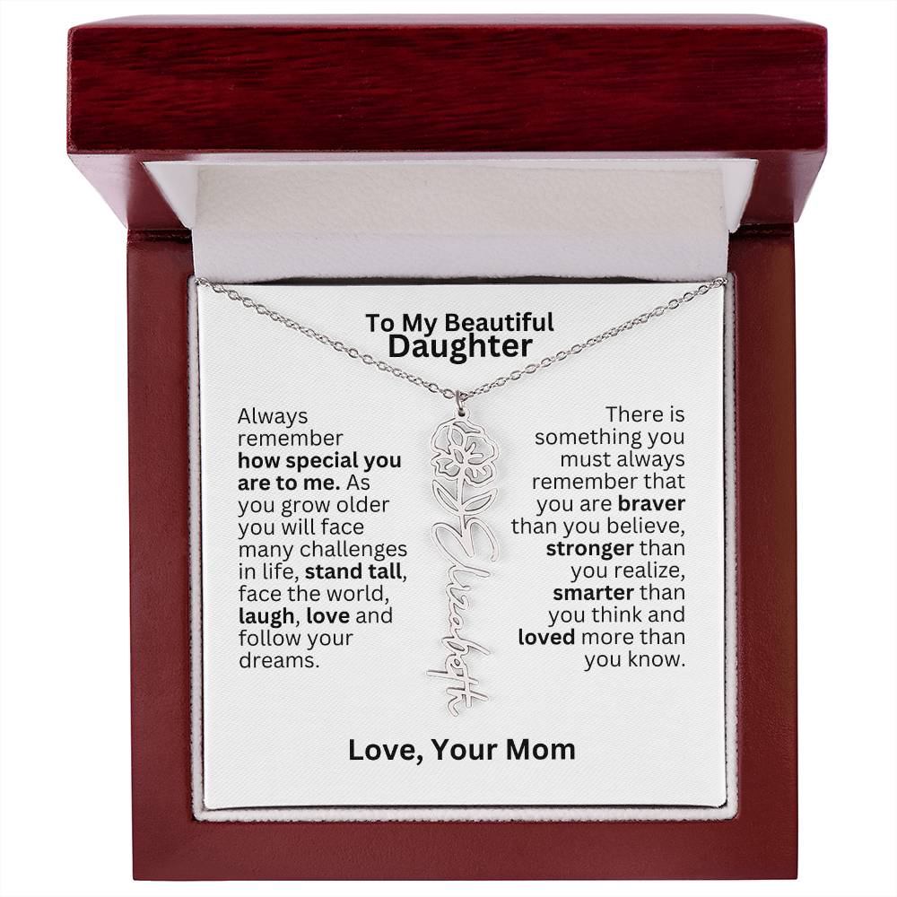 To My Daughter From Mom - Follow Your Dreams - Flower Name Necklace