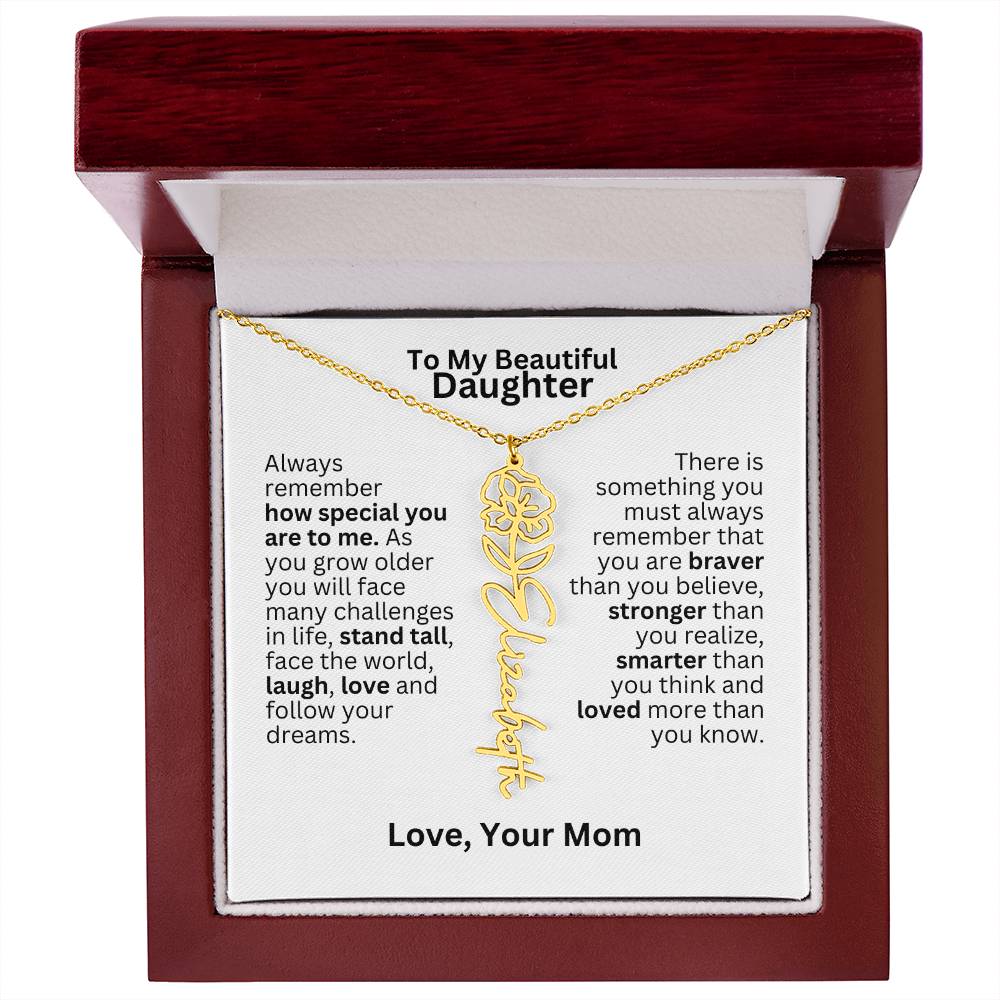 To My Daughter From Mom - Follow Your Dreams - Flower Name Necklace