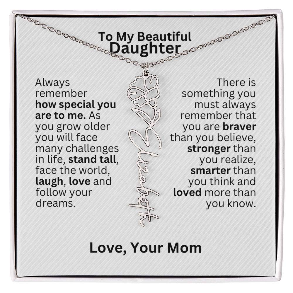 To My Daughter From Mom - Follow Your Dreams - Flower Name Necklace