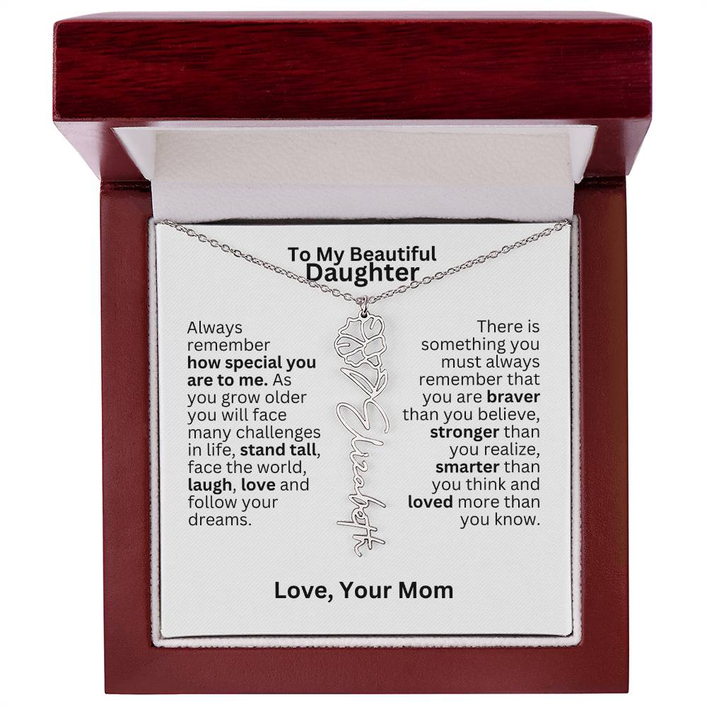 To My Daughter From Mom - Follow Your Dreams - Flower Name Necklace