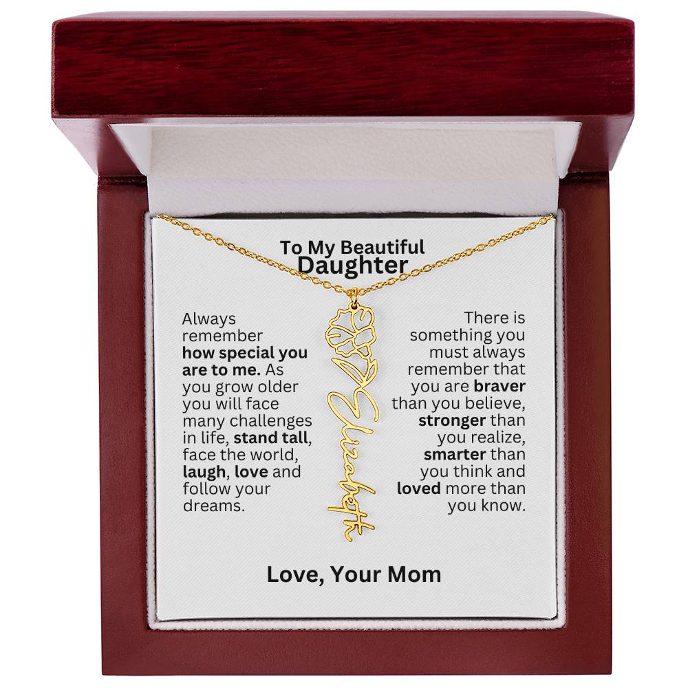 To My Daughter From Mom - Follow Your Dreams - Flower Name Necklace