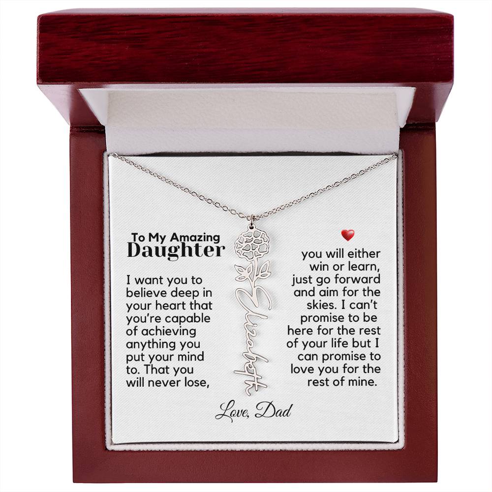 To My Amazing Daughter - Never Forget That - Flower Name Necklace