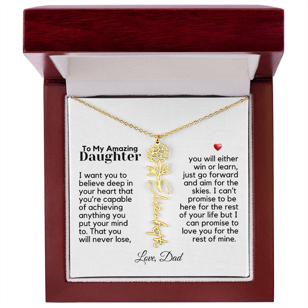 To My Amazing Daughter - Never Forget That - Flower Name Necklace