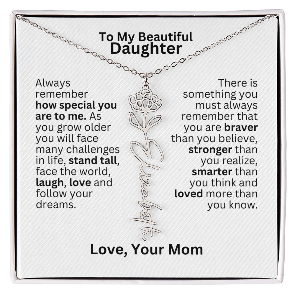 To My Daughter From Mom - Follow Your Dreams - Flower Name Necklace