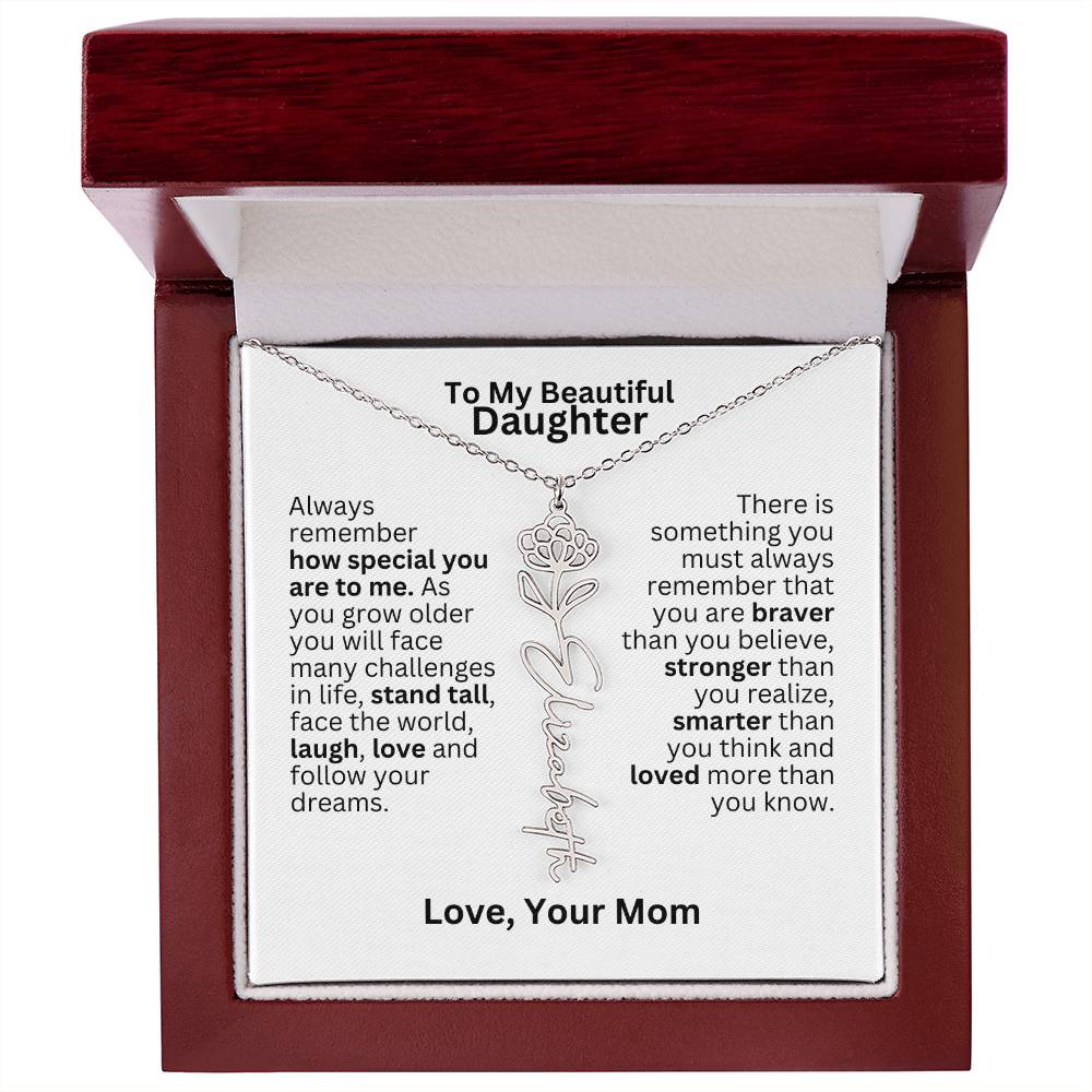 To My Daughter From Mom - Follow Your Dreams - Flower Name Necklace