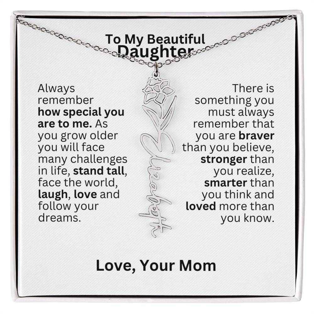 To My Daughter From Mom - Follow Your Dreams - Flower Name Necklace