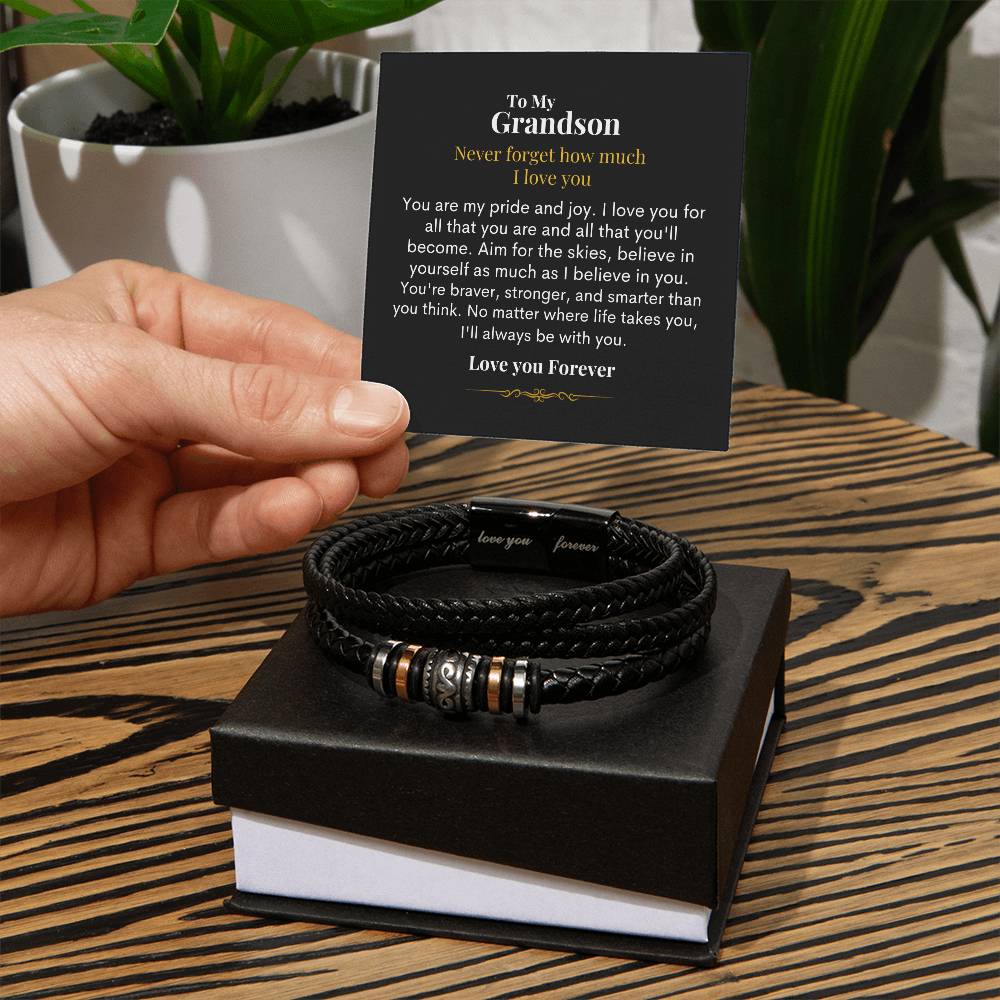 To My Grandson - My Pride And Joy - Love You Forever Bracelet