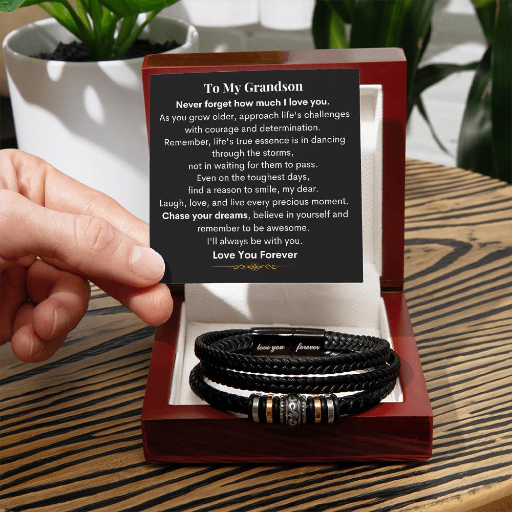 To My Grandson - Be Awesome - Love You Forever Bracelet