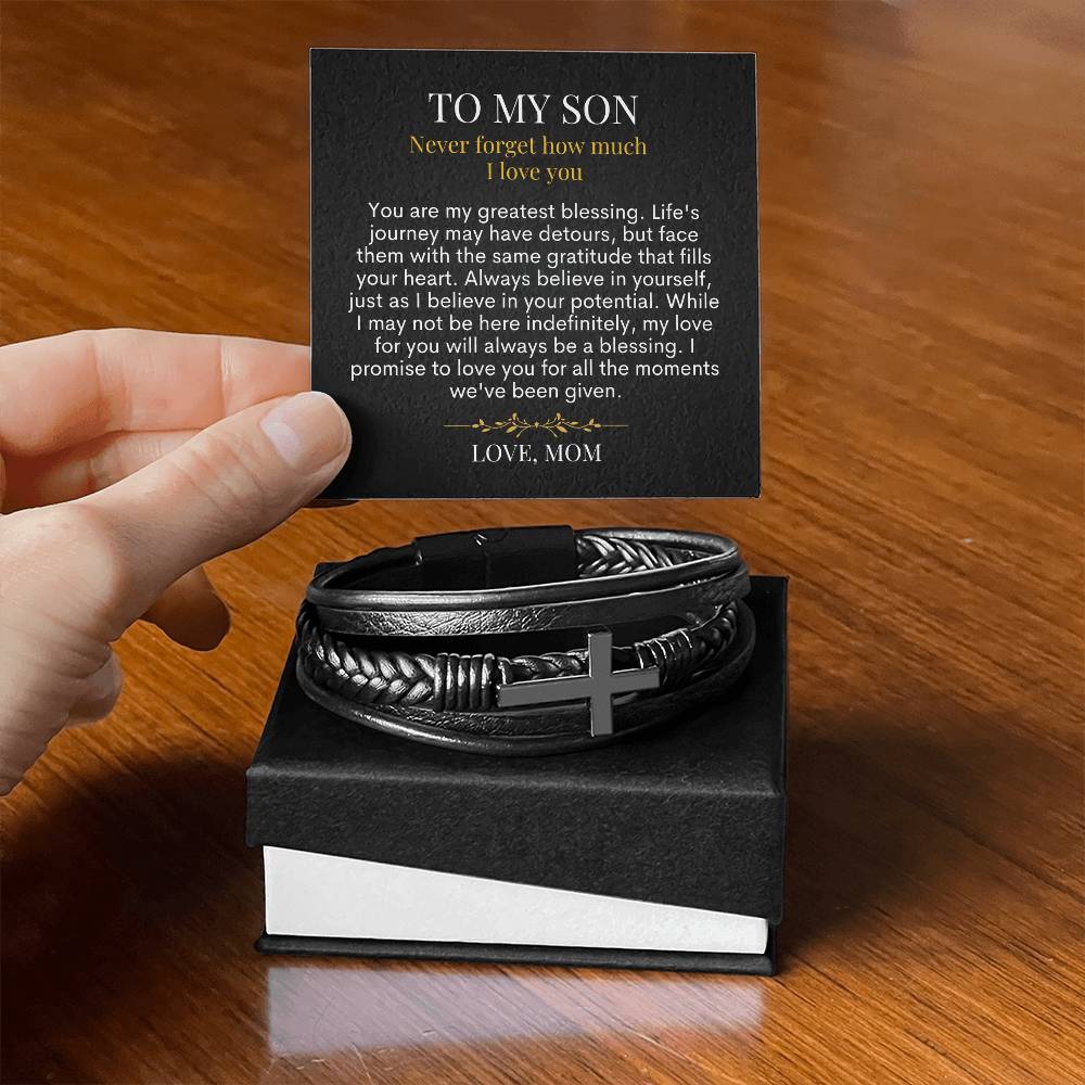 To My Son - My Greatest Blessing - Men's Cross Bracelet