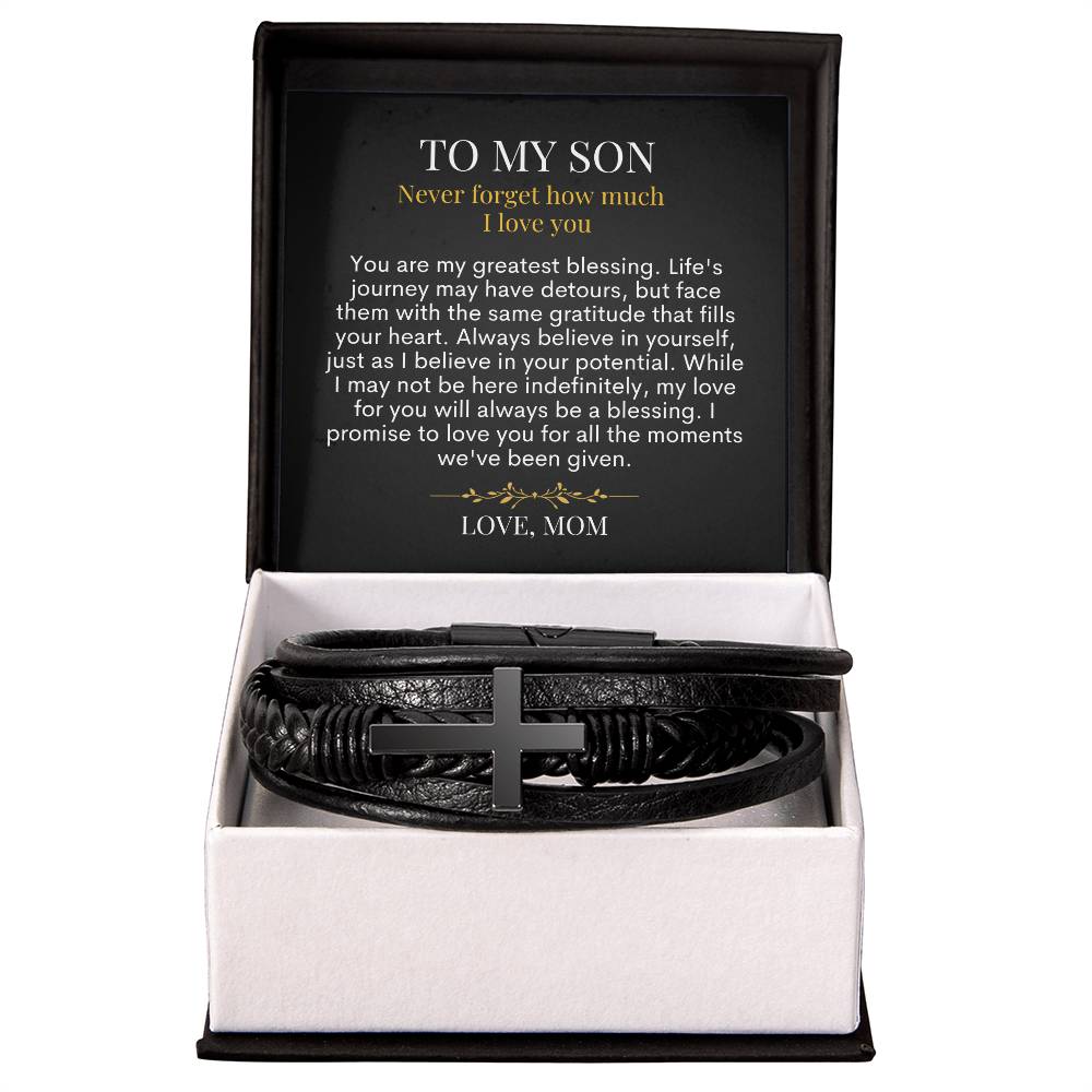 To My Son - My Greatest Blessing - Men's Cross Bracelet