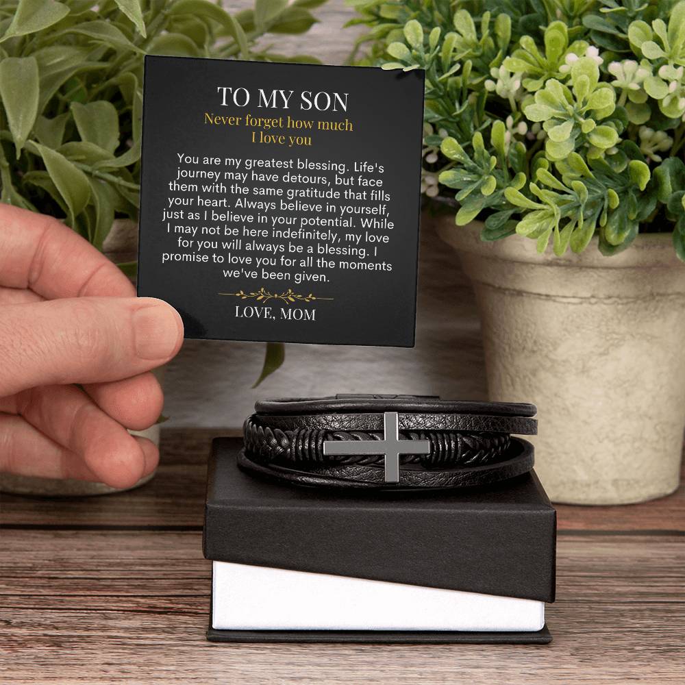 To My Son - My Greatest Blessing - Men's Cross Bracelet