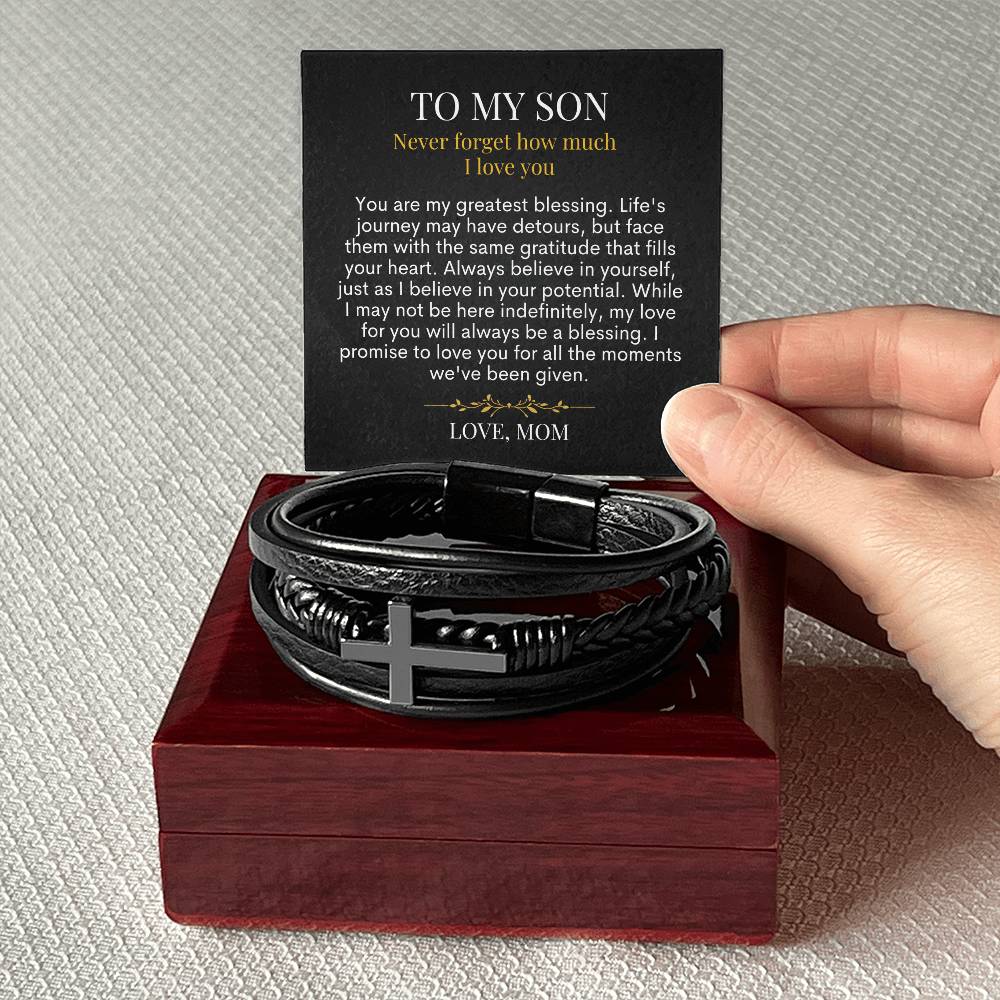 To My Son - My Greatest Blessing - Men's Cross Bracelet