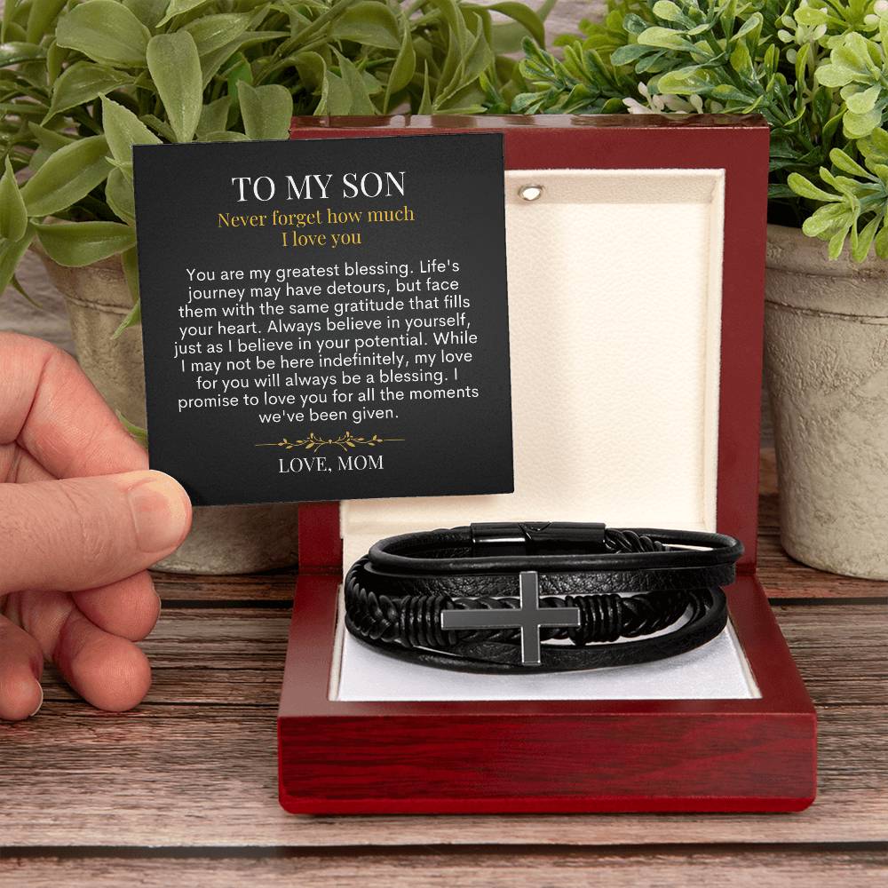 To My Son - My Greatest Blessing - Men's Cross Bracelet