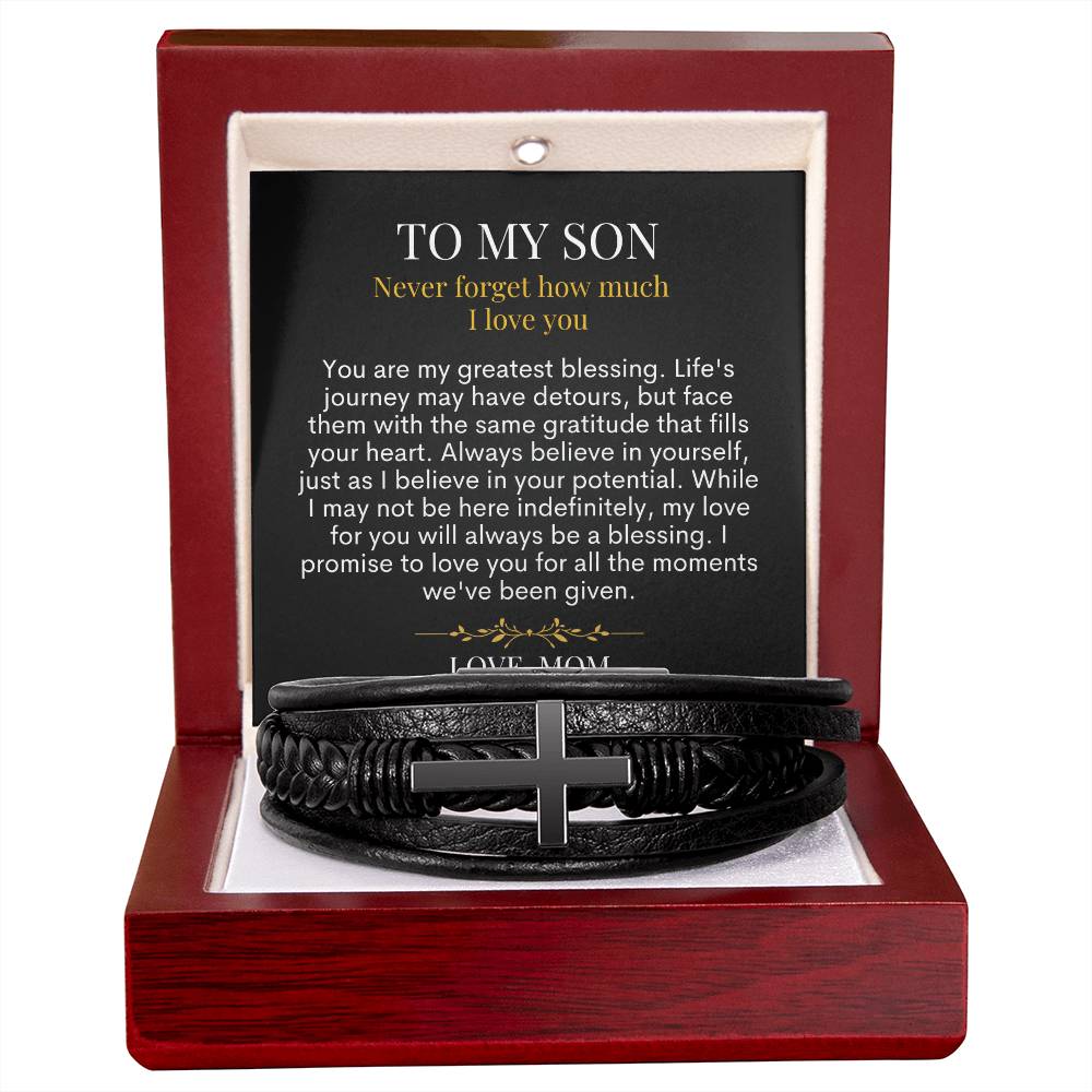 To My Son - My Greatest Blessing - Men's Cross Bracelet