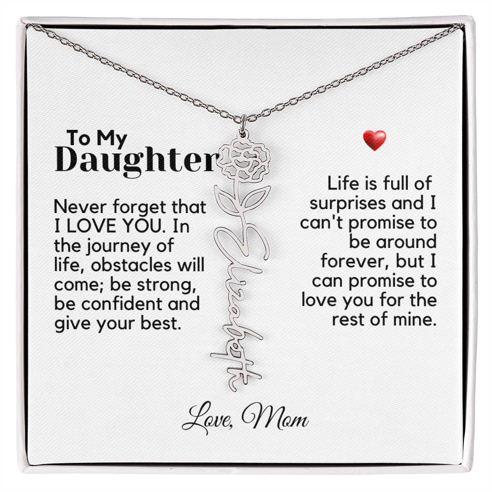 To My Daughter From Mom - Never Forget That - Flower Name Necklace