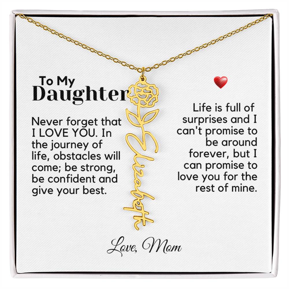 To My Daughter From Mom - Never Forget That - Flower Name Necklace