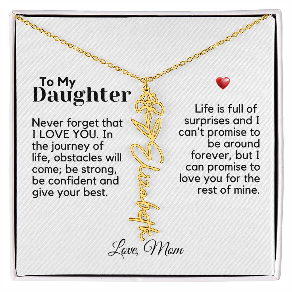 To My Daughter From Mom - Never Forget That - Flower Name Necklace