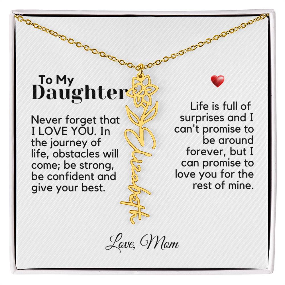 To My Daughter From Mom - Never Forget That - Flower Name Necklace