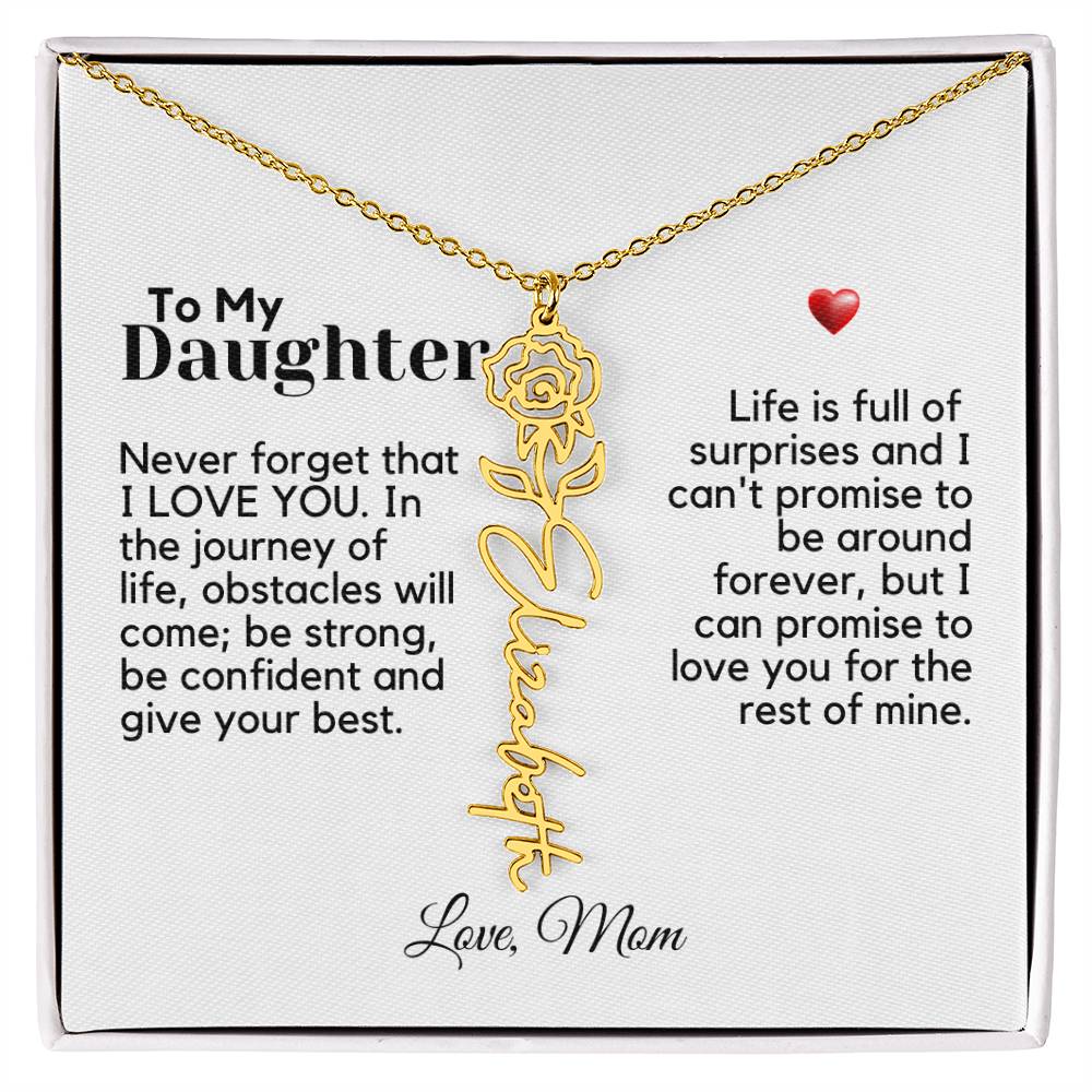 To My Daughter From Mom - Never Forget That - Flower Name Necklace