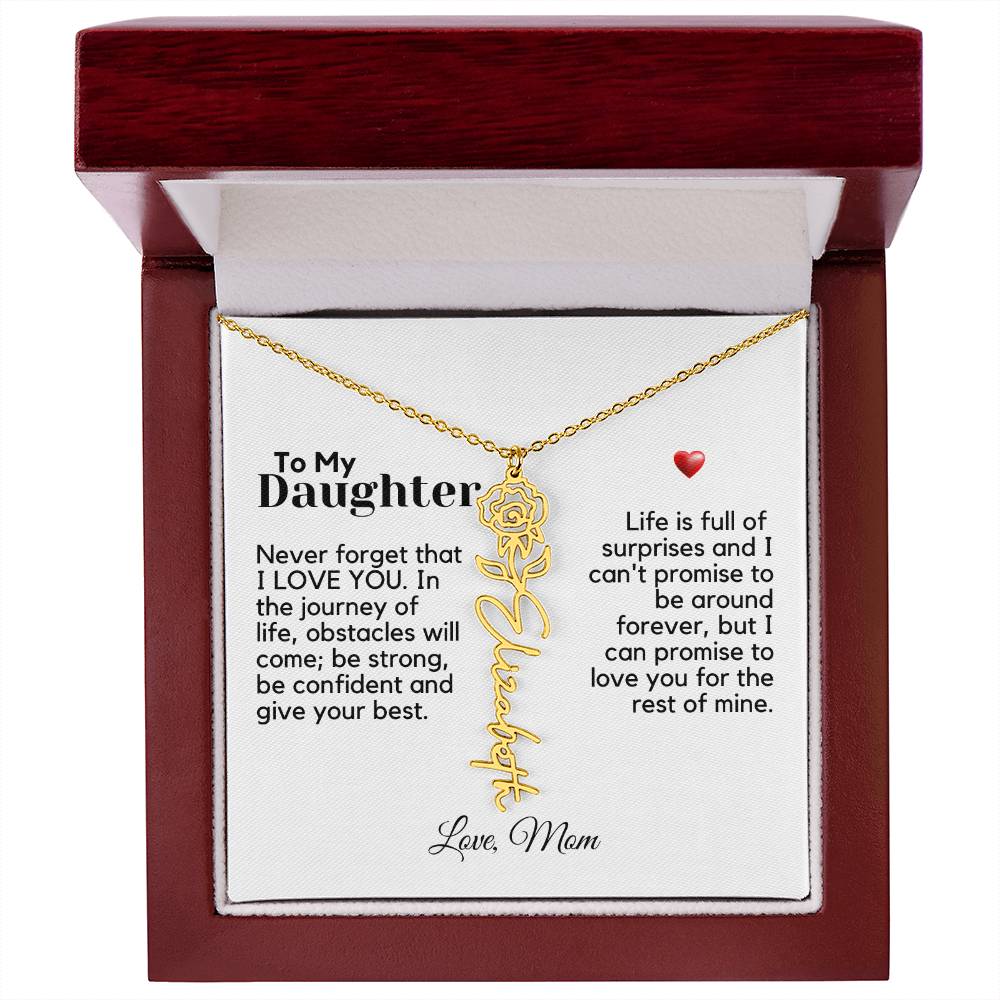 To My Daughter From Mom - Never Forget That - Flower Name Necklace