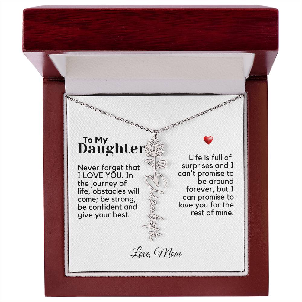 To My Daughter From Mom - Never Forget That - Flower Name Necklace